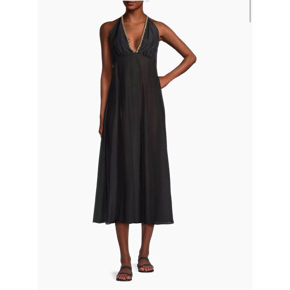 Natori Cotton Silk Voile Halter Maxi Dress Size XL $250 - Picture 2 of 12